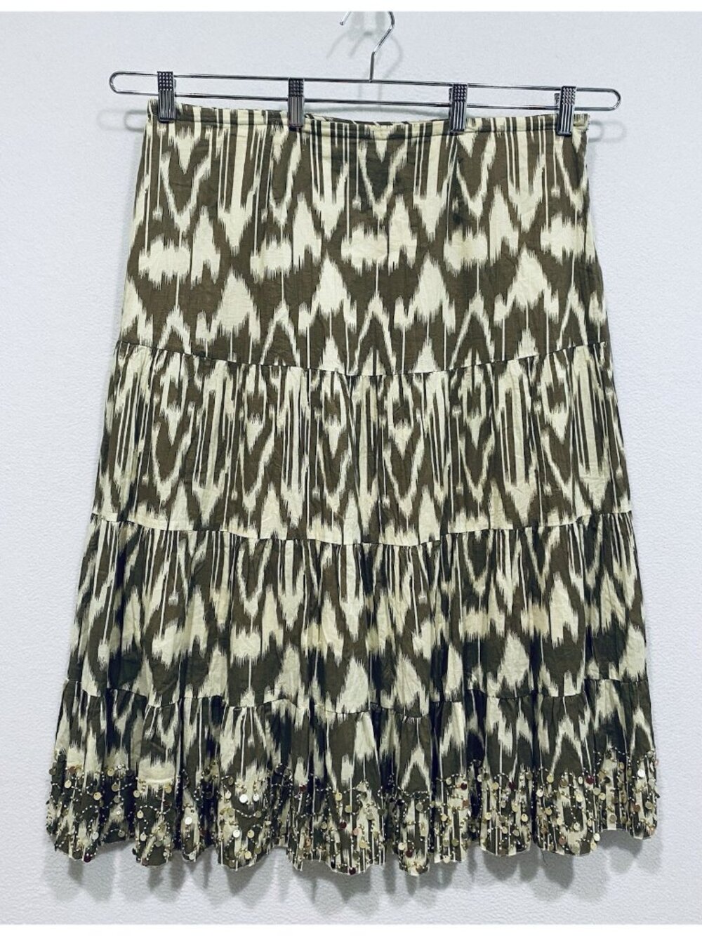 NY Collection Skirt Womens 1X Boho Western Tiered Sequin Hem Maxi Boho Festival